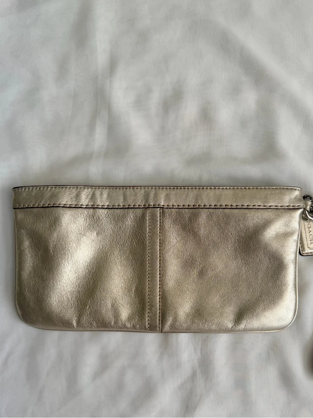 Coach Metallic Leather Wristlet Clutch - Gold